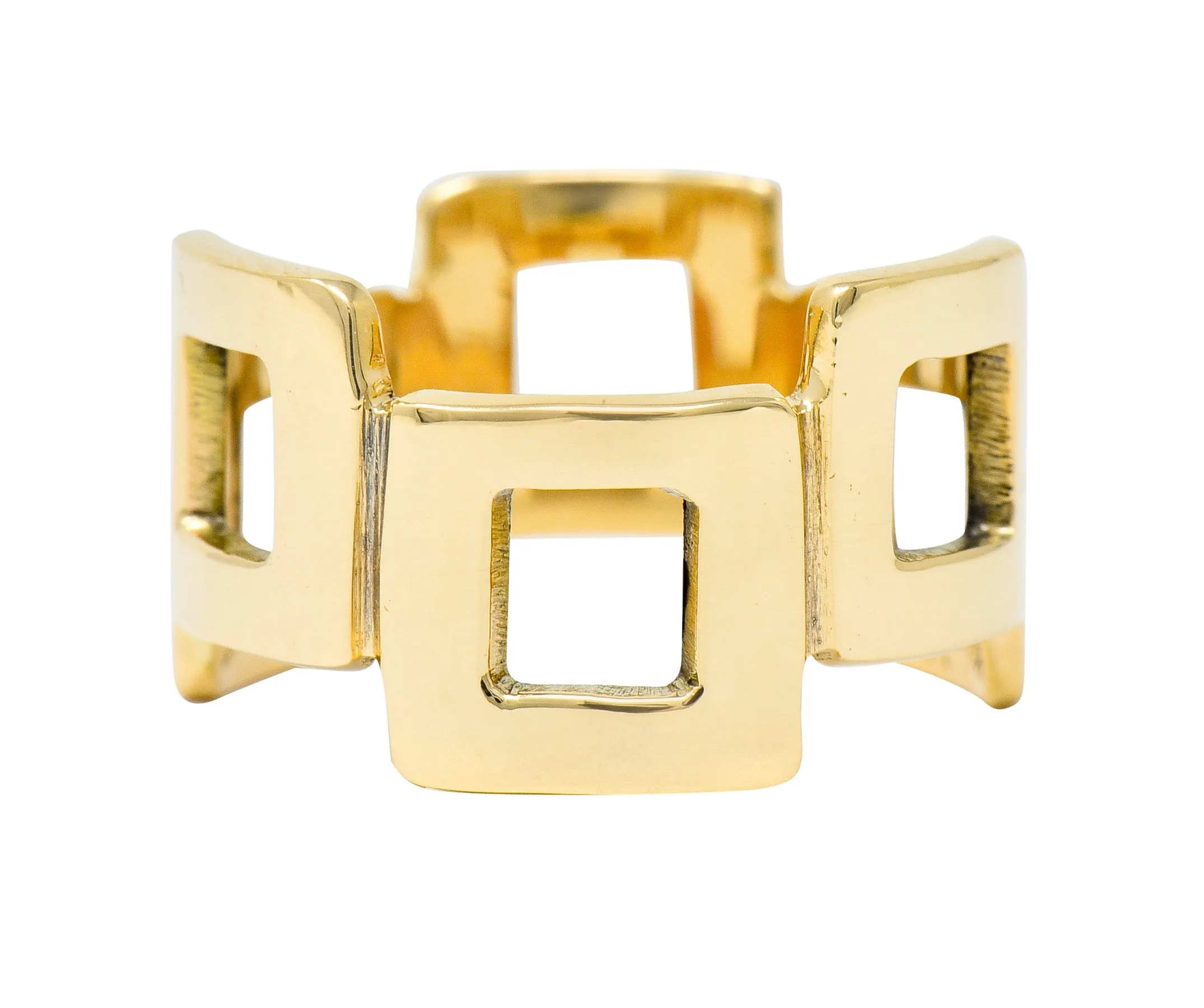 Jules Brenner Modernist 14 Karat Gold Fashionable Cushion Band Ring