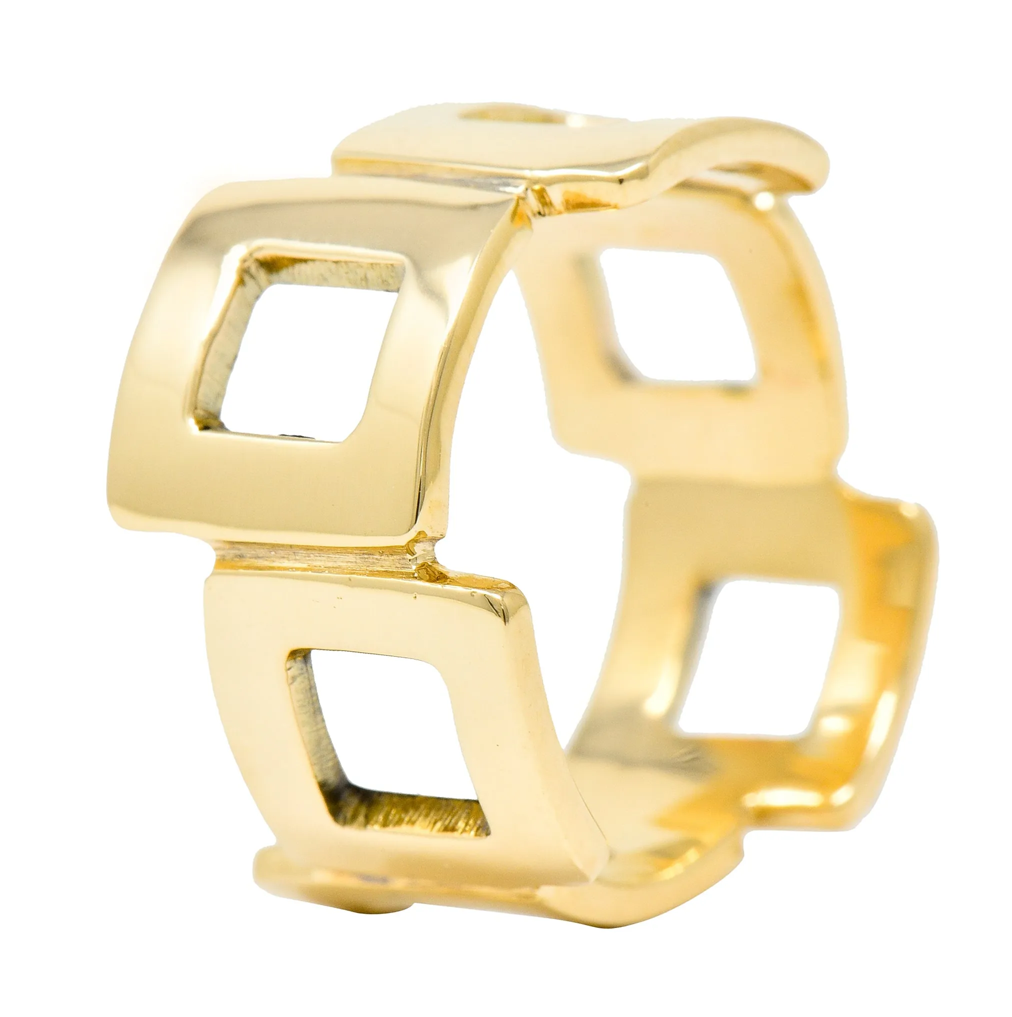 Jules Brenner Modernist 14 Karat Gold Fashionable Cushion Band Ring