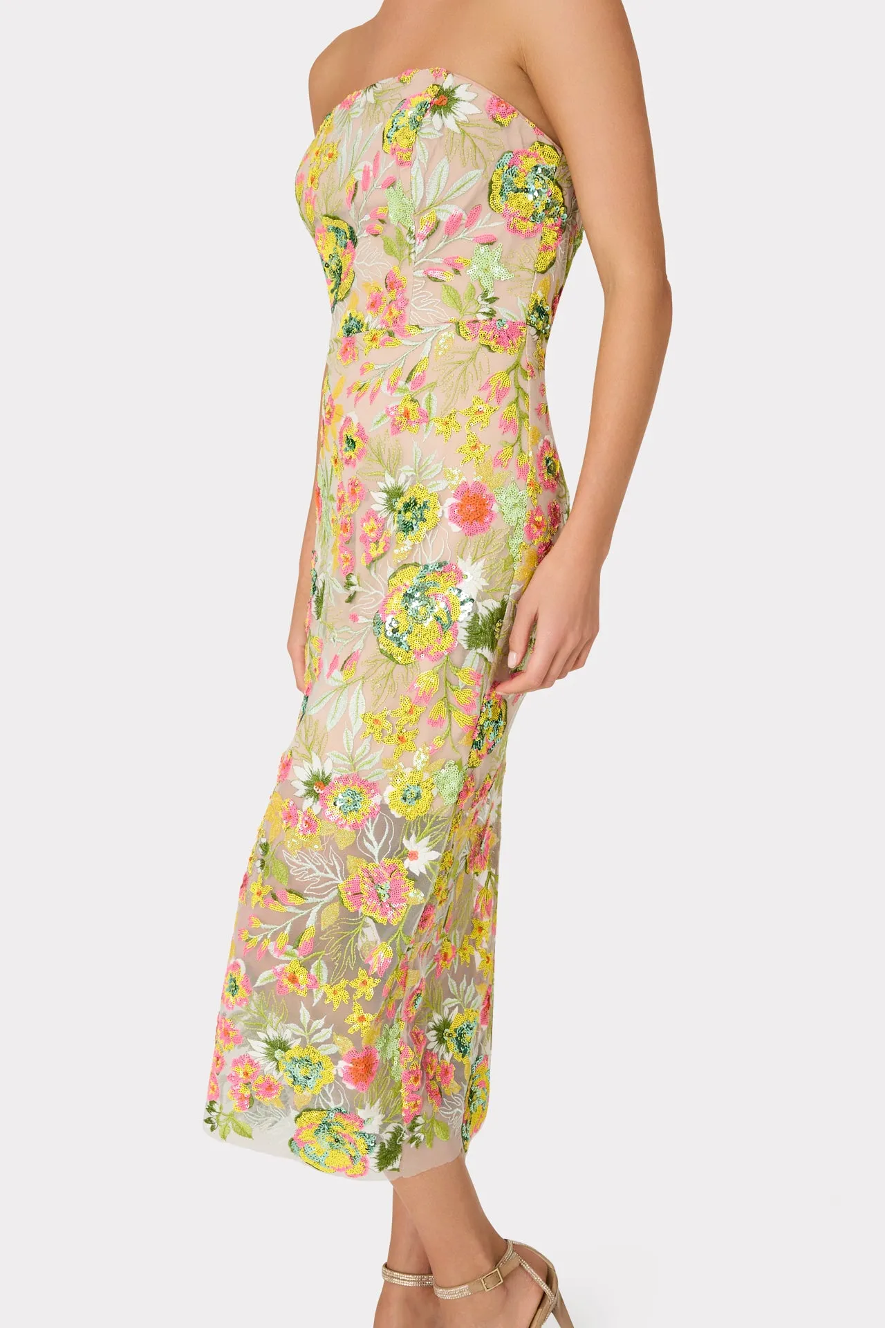 Kait Botanical Petals Sequins Dress