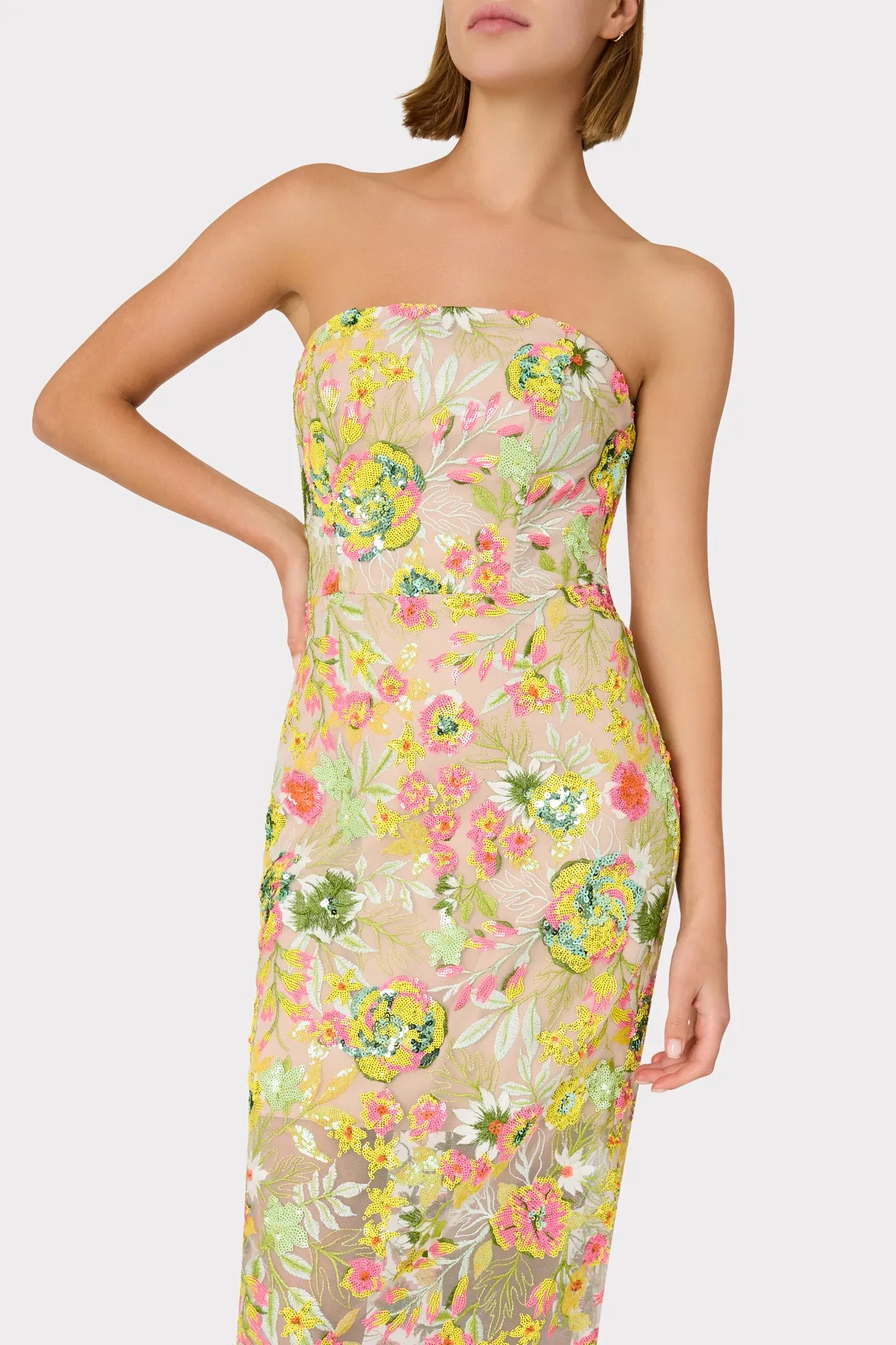 Kait Botanical Petals Sequins Dress