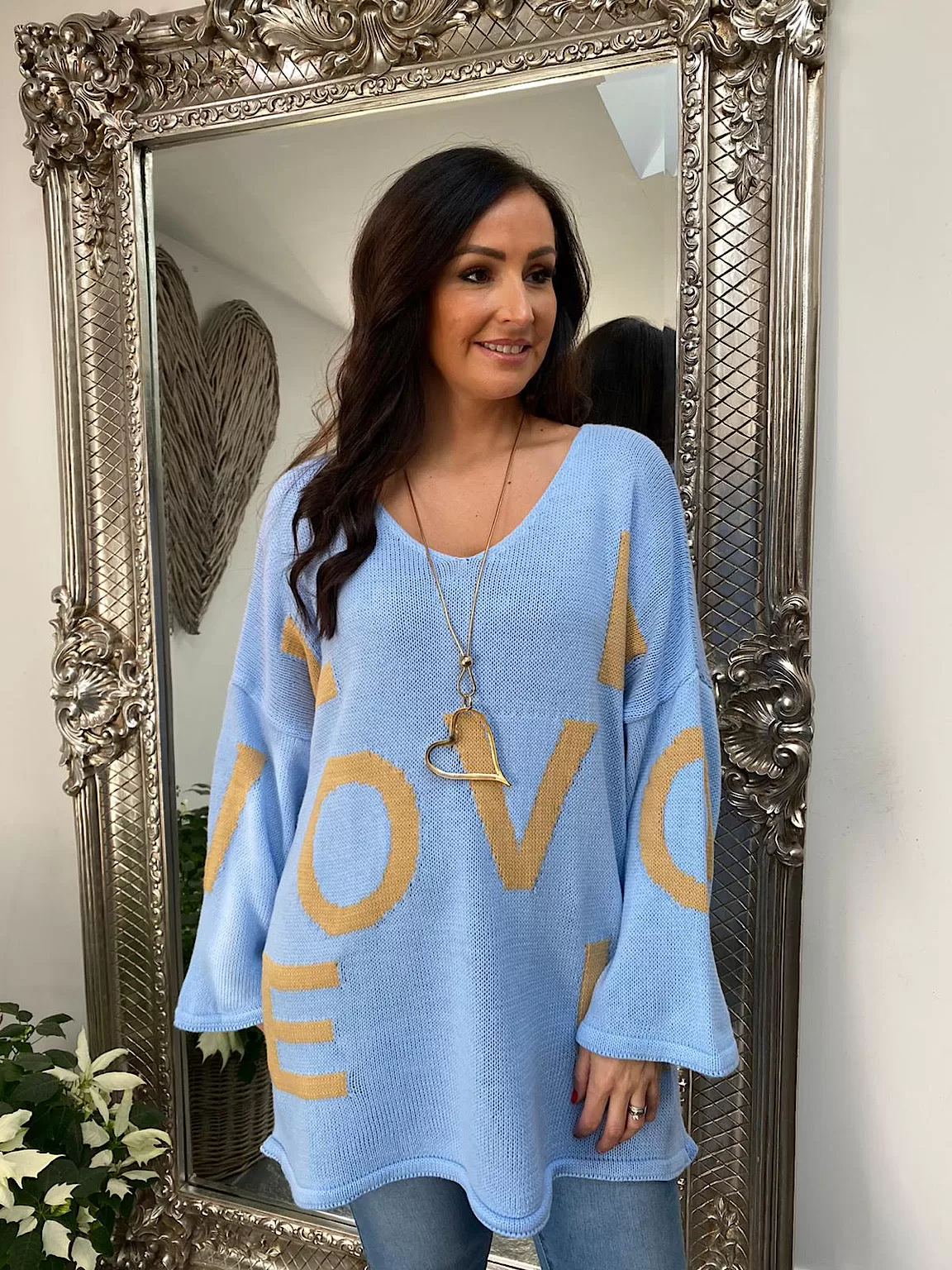 Knitted V neck Love Jumper Luca