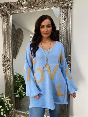 Knitted V neck Love Jumper Luca