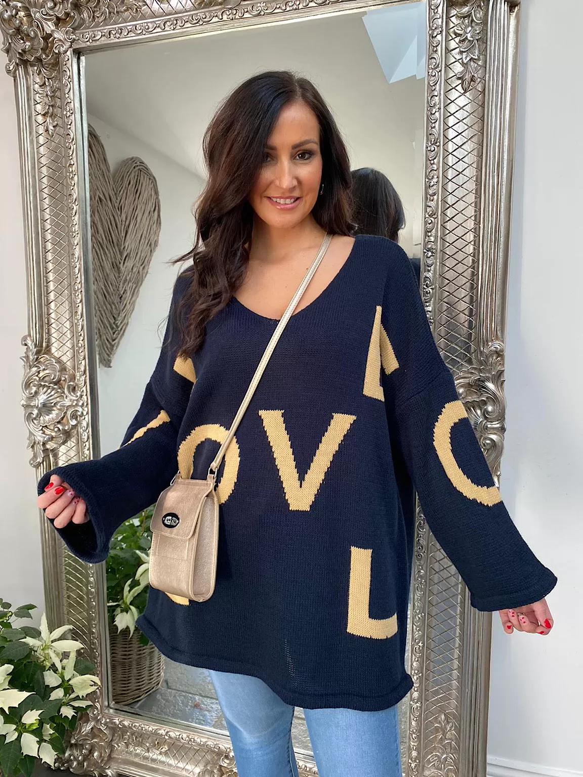 Knitted V neck Love Jumper Luca