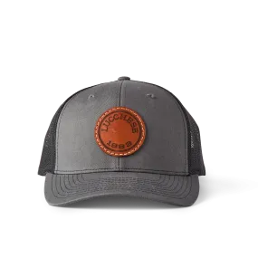 Leather Patch Cap Round :: Charcoal + Black