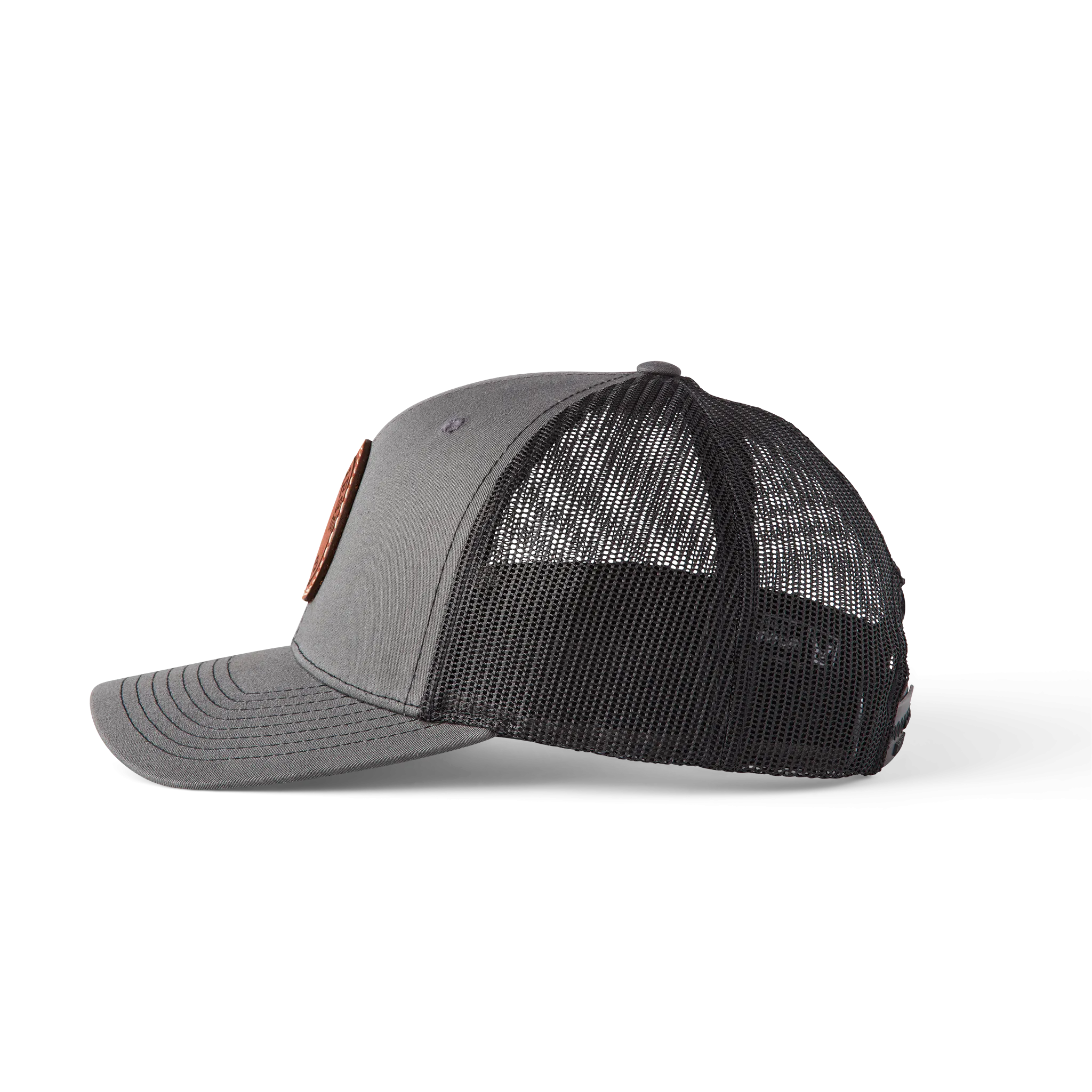 Leather Patch Cap Round :: Charcoal + Black