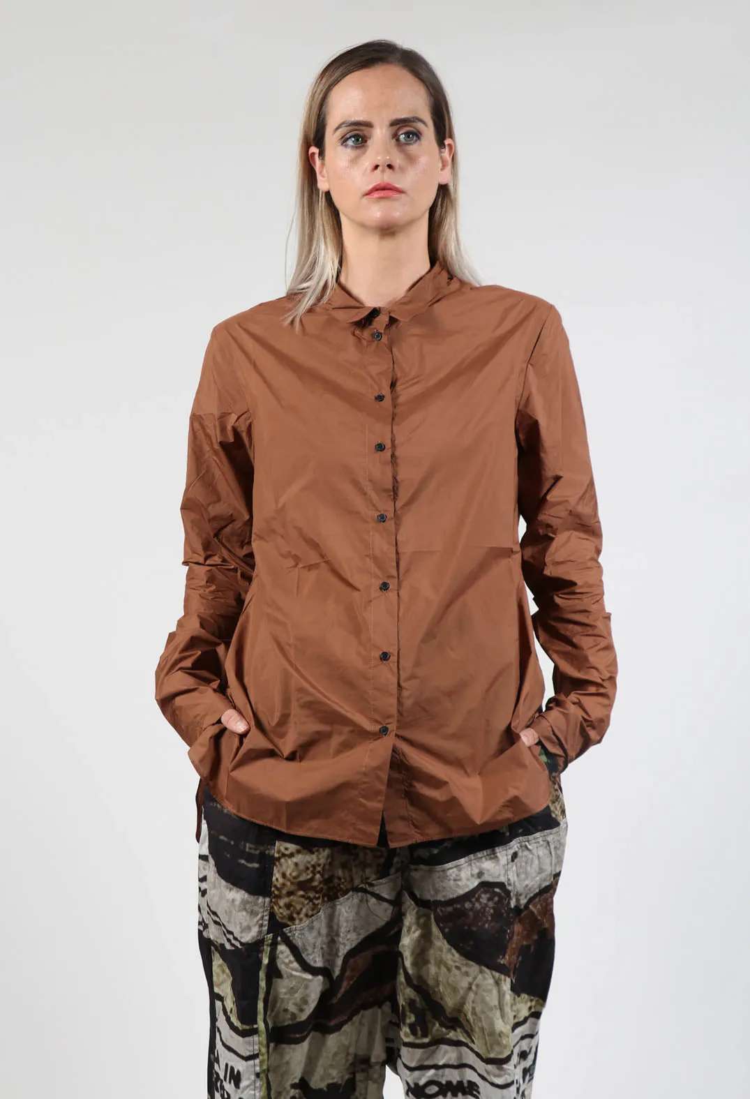 Lightweight Button Through Shirt in Brick