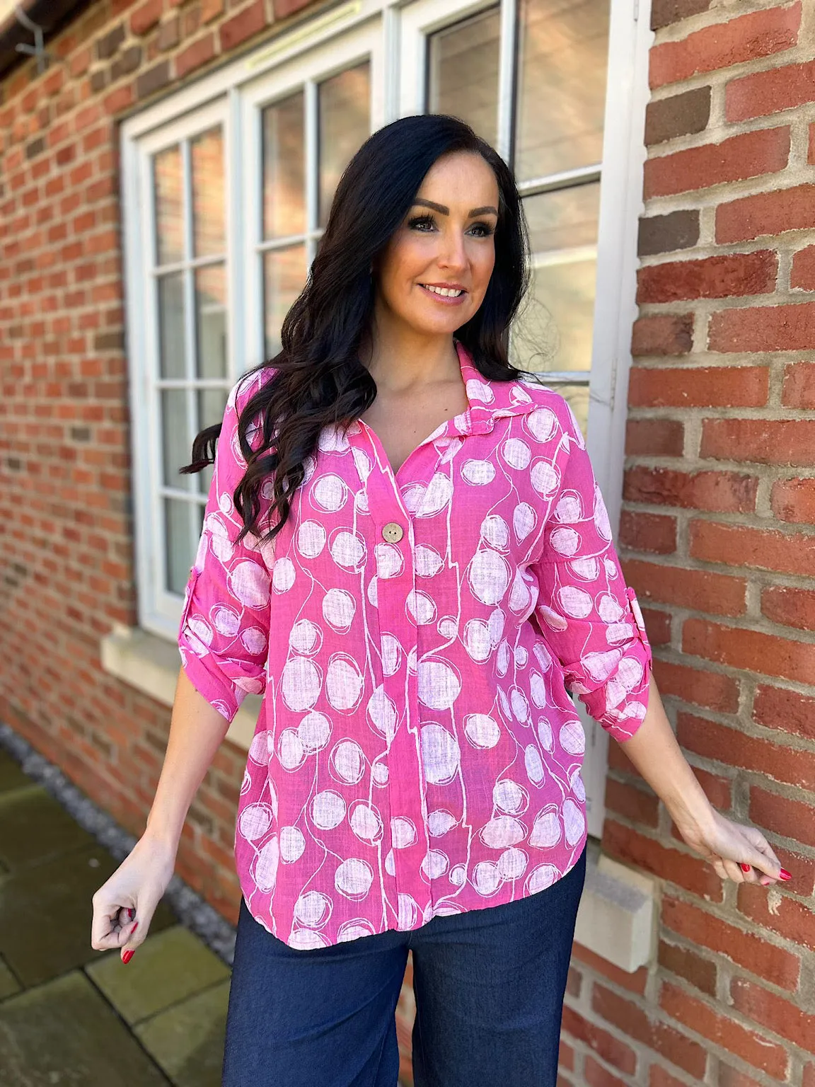 Lipstick Pink Multi Circle Lightweight Shirt Ruby