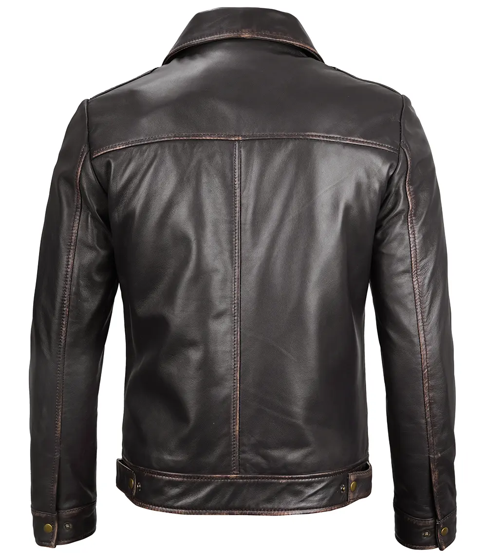 Men's Vintage Brown Distressed Leather Jacket