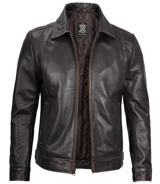 Men's Vintage Brown Distressed Leather Jacket