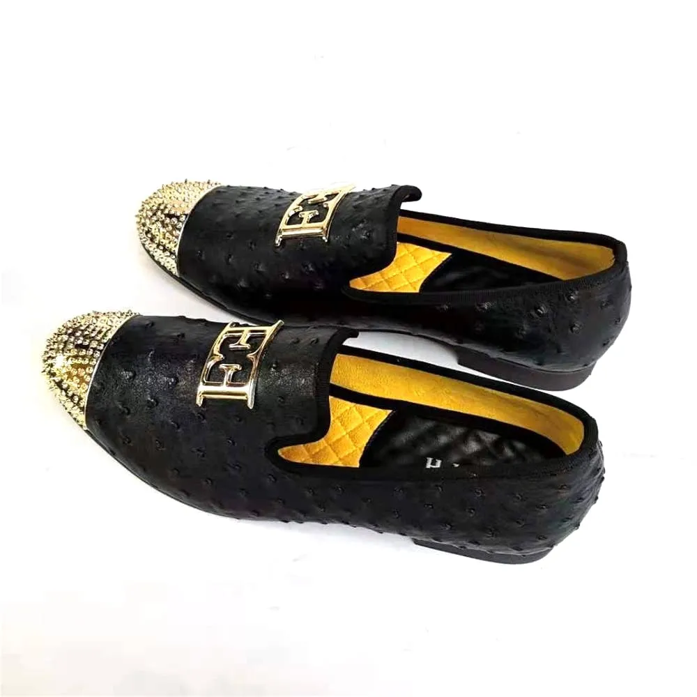 Men's Black Casual Party Breathable Massage Slip-On Closure Loafers