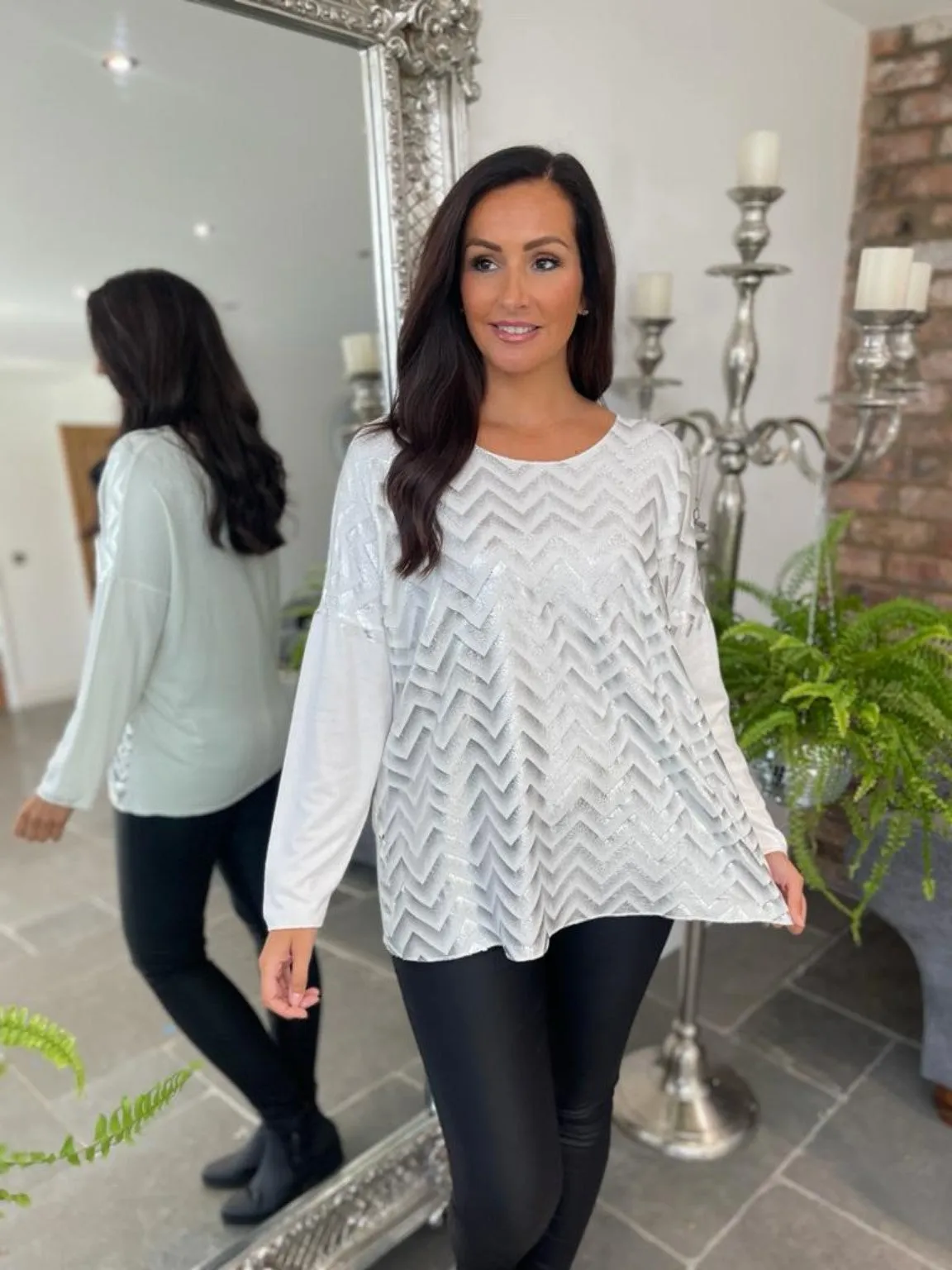 Metallic Lightweight Knit Top Elina