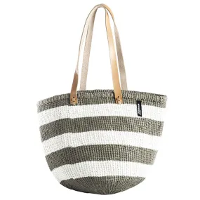 Mifuko Kiondo Shopper Basket Warm Grey Stripes Medium