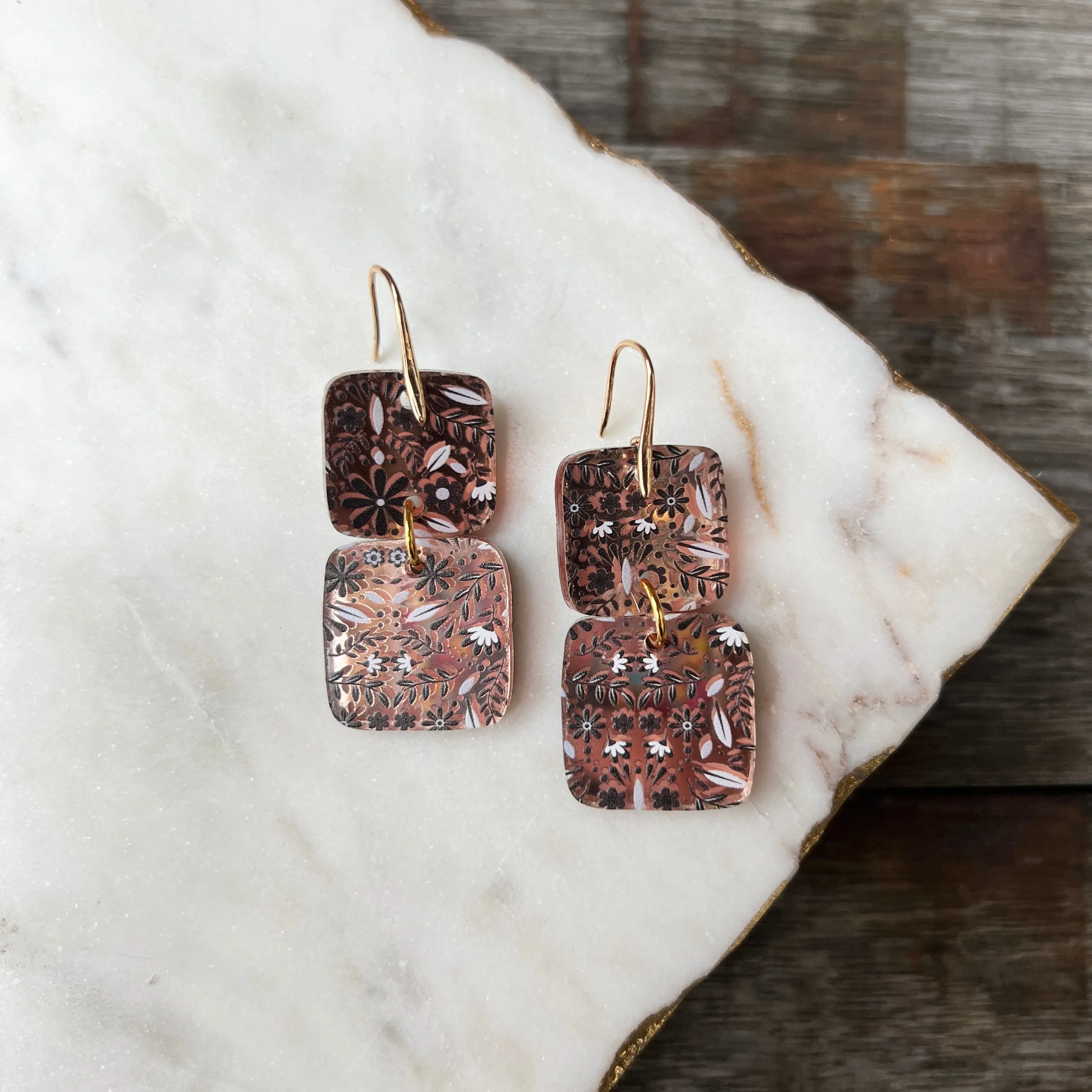 Mini Stacks - rose gold and black floral