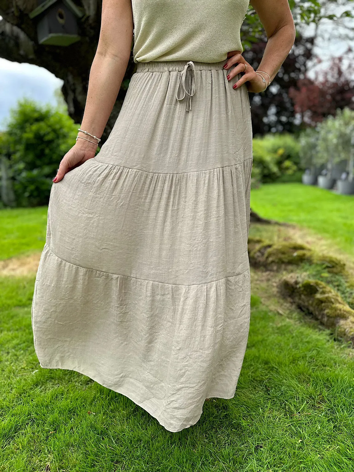 Mocha Double Layer Lightweight Panel Skirt