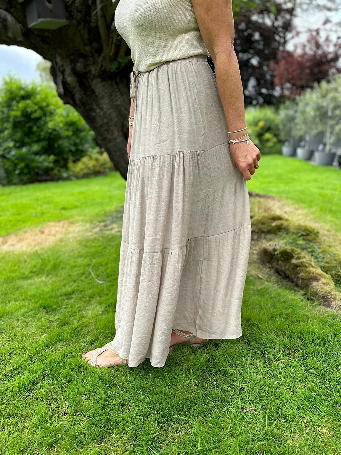 Mocha Double Layer Lightweight Panel Skirt