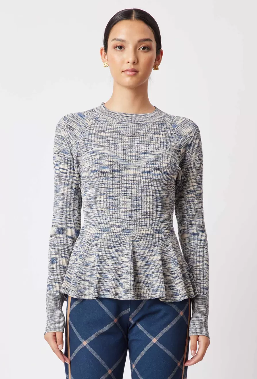 Once Was Harmony Knit Top - Navy Pampas