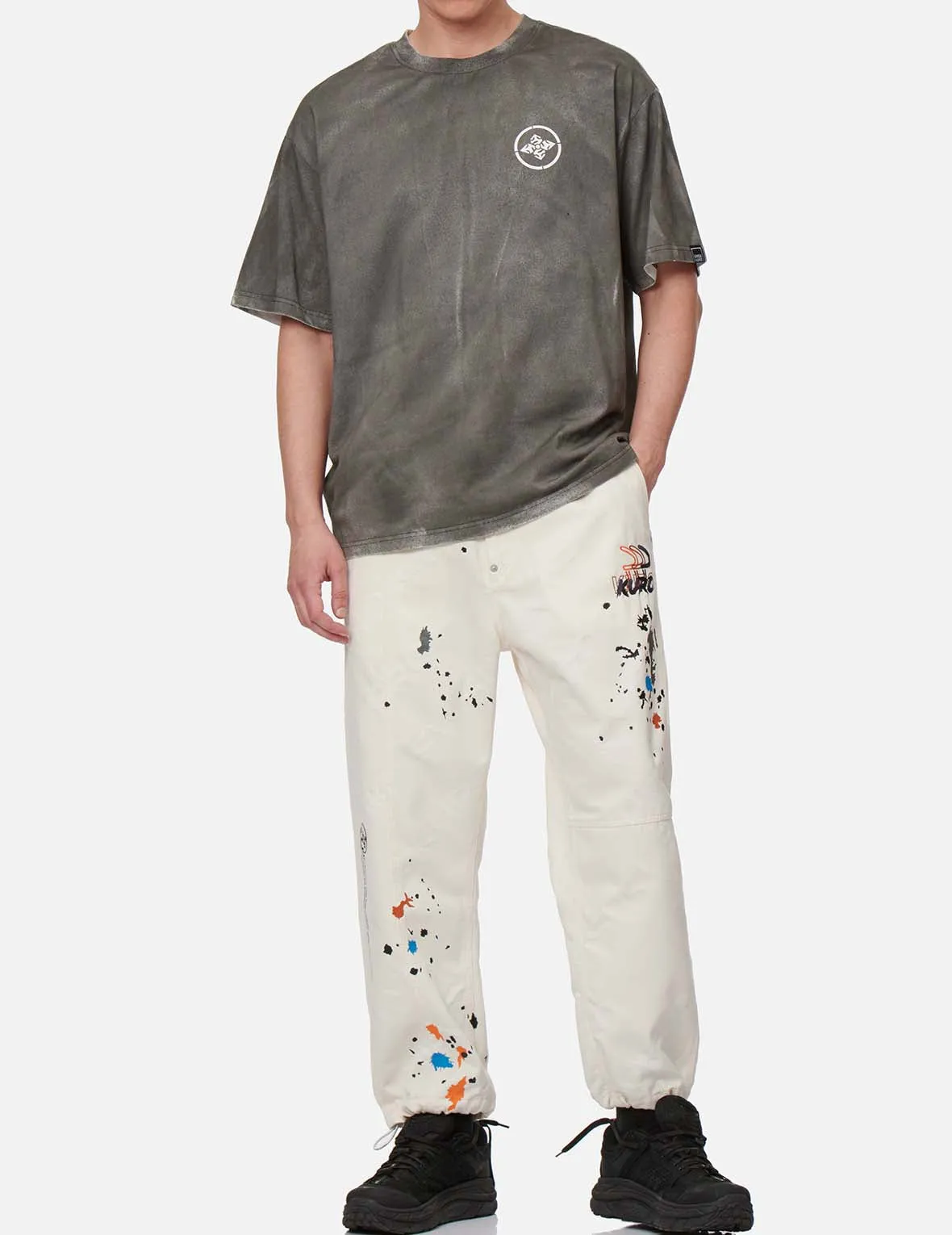 Paint Splash Print Monogram Denim Pants