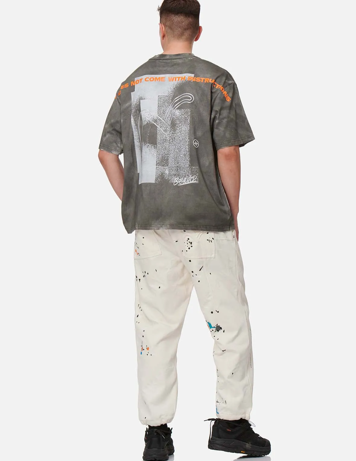 Paint Splash Print Monogram Denim Pants