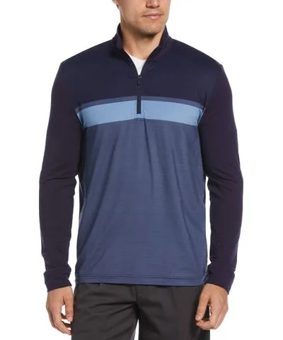 Pga Tour Men's Chest Stripe Ombre Long Sleeve Quarter-Zip Sweater