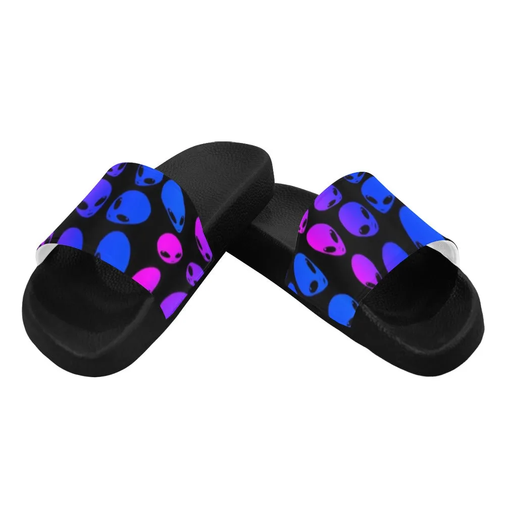 Pink and Blue Alien Ombre Men's Slide Sandals