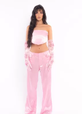 Pink Low Rise Silk Pants