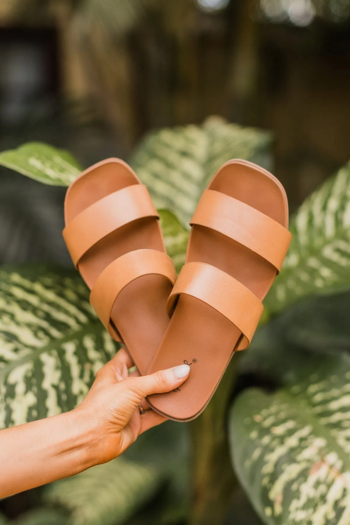 Qupid Laylow Slide Sandals- Tan