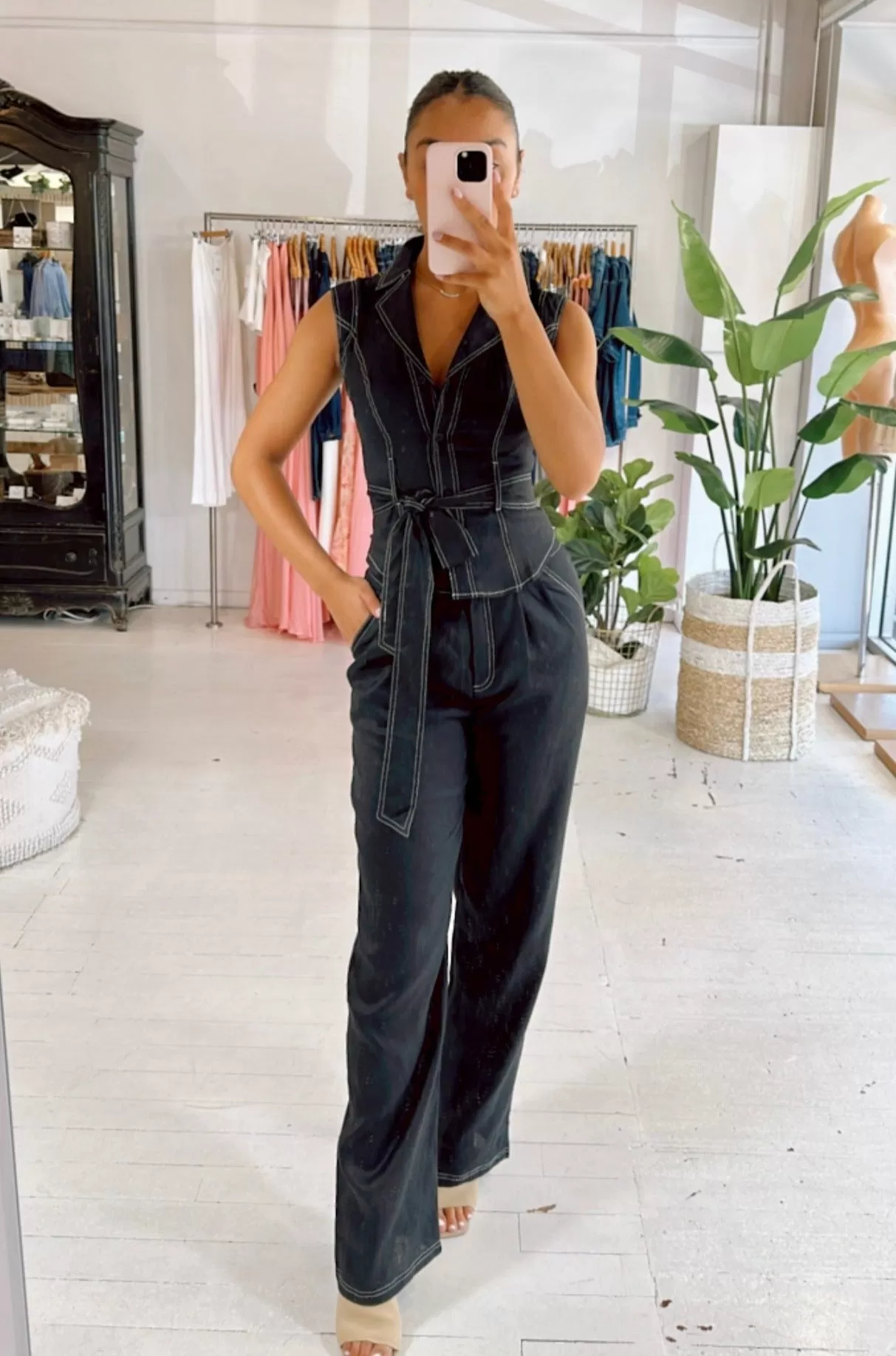 REINE CONTRAST STITCH PANTS