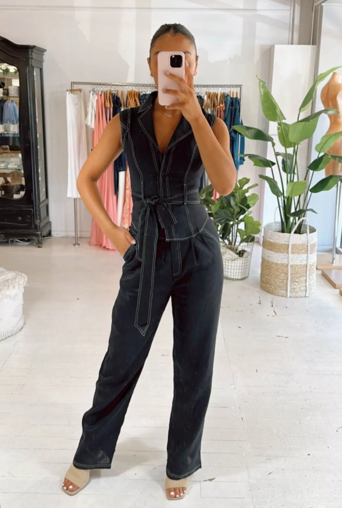 REINE CONTRAST STITCH PANTS