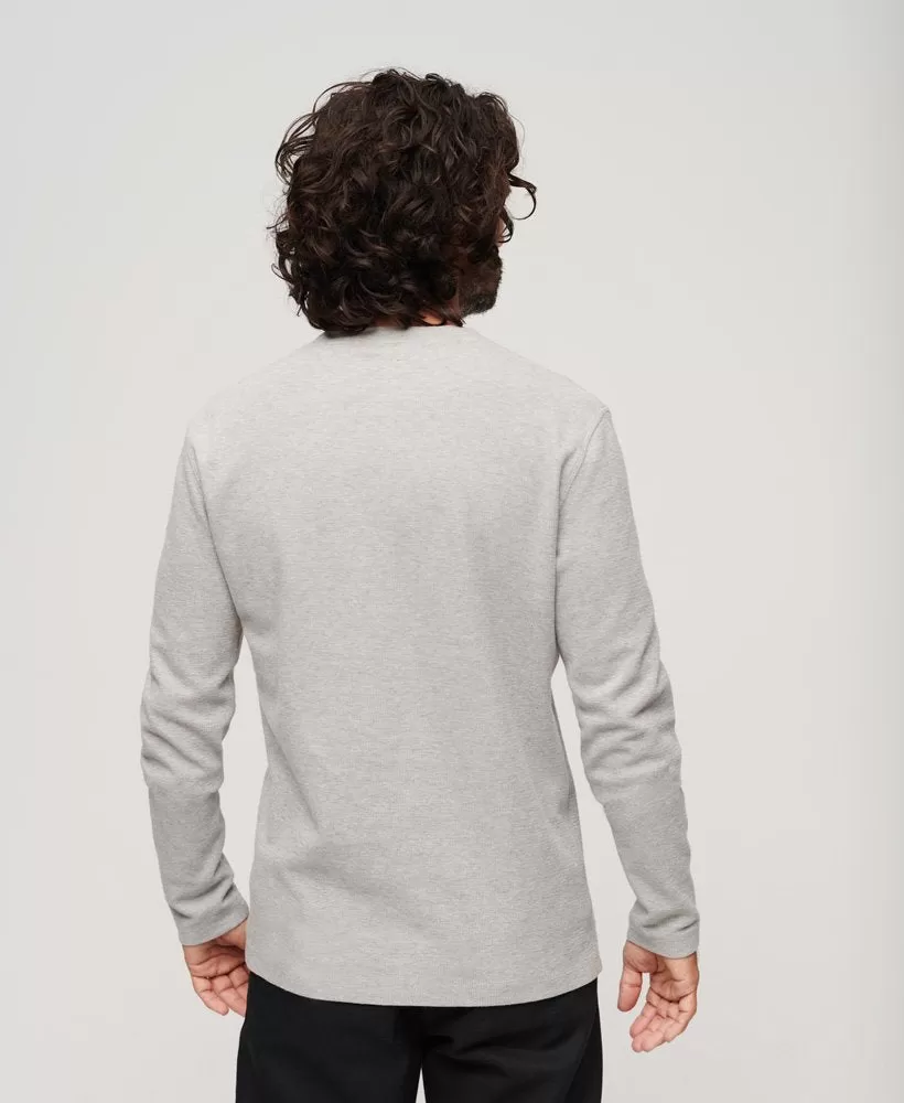 Relaxed Fit Waffle Cotton Henley Top | Skylark Grey