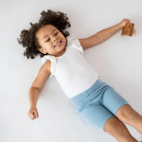 Ribbed Toddler Biker Shorts in Dusty Blue