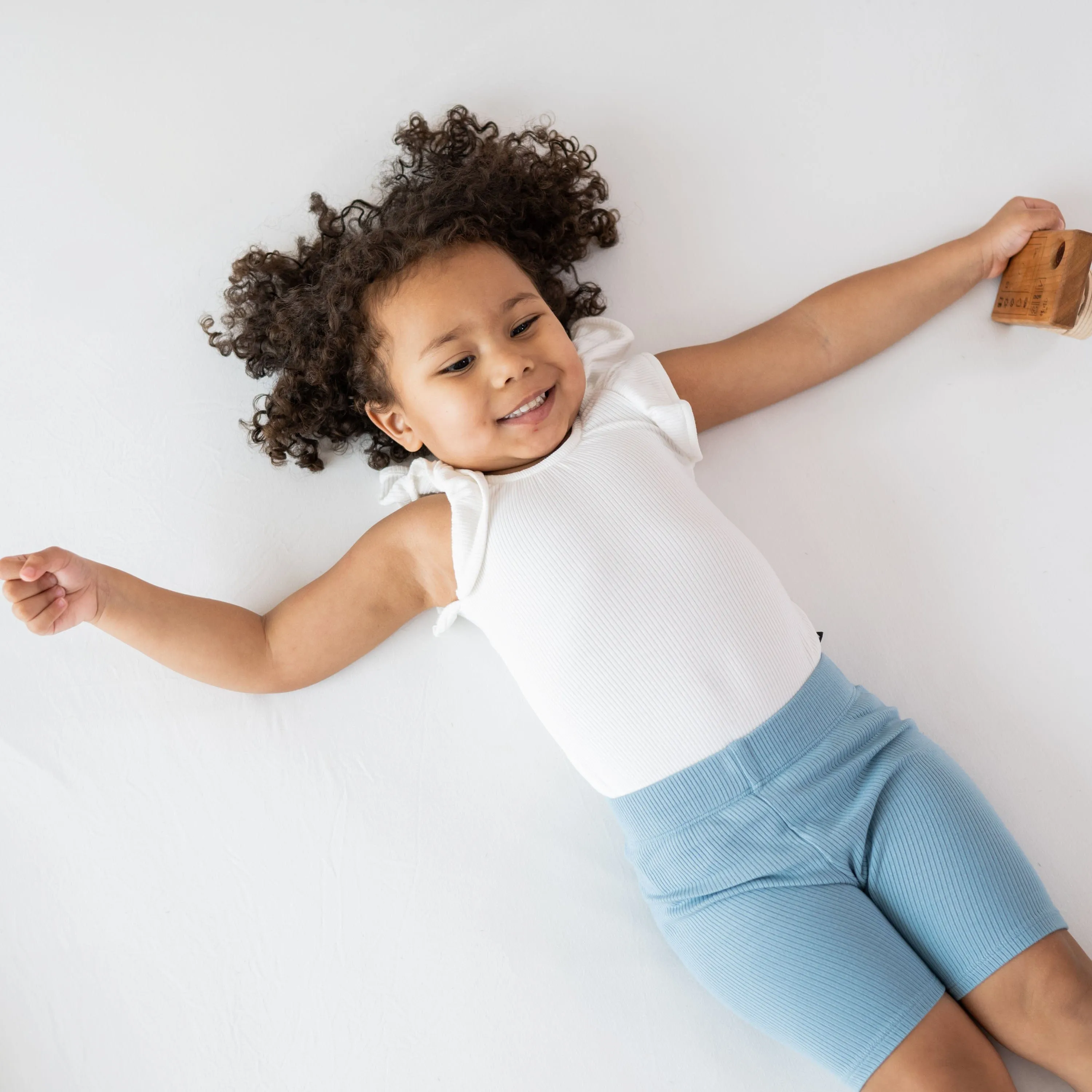 Ribbed Toddler Biker Shorts in Dusty Blue