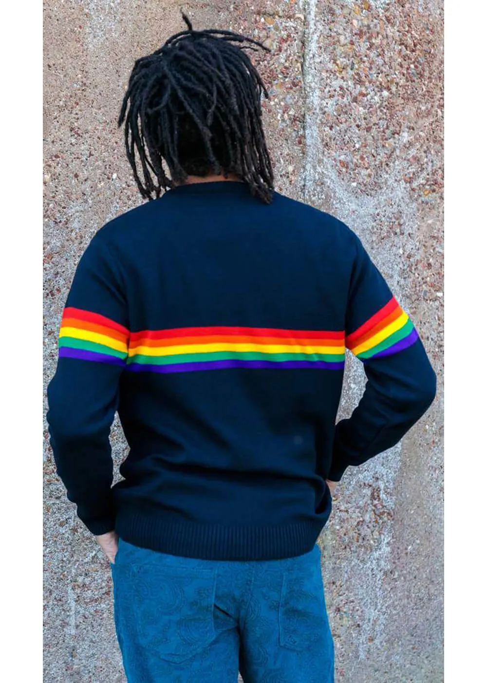 Run and Fly Rainbow Vibe 70's Jumper Navy