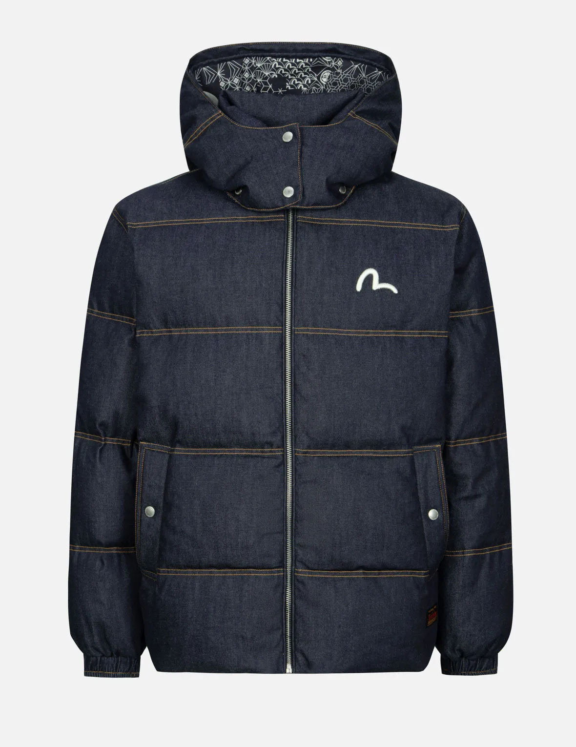 Seagull and Kamon Embroidery Relax Fit Down Jacket