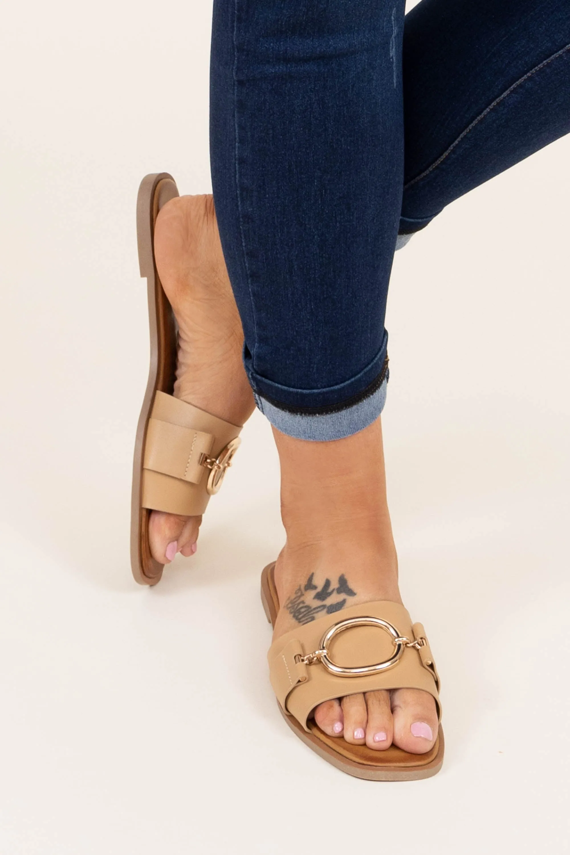 Slide Into Business Sandals, Tan