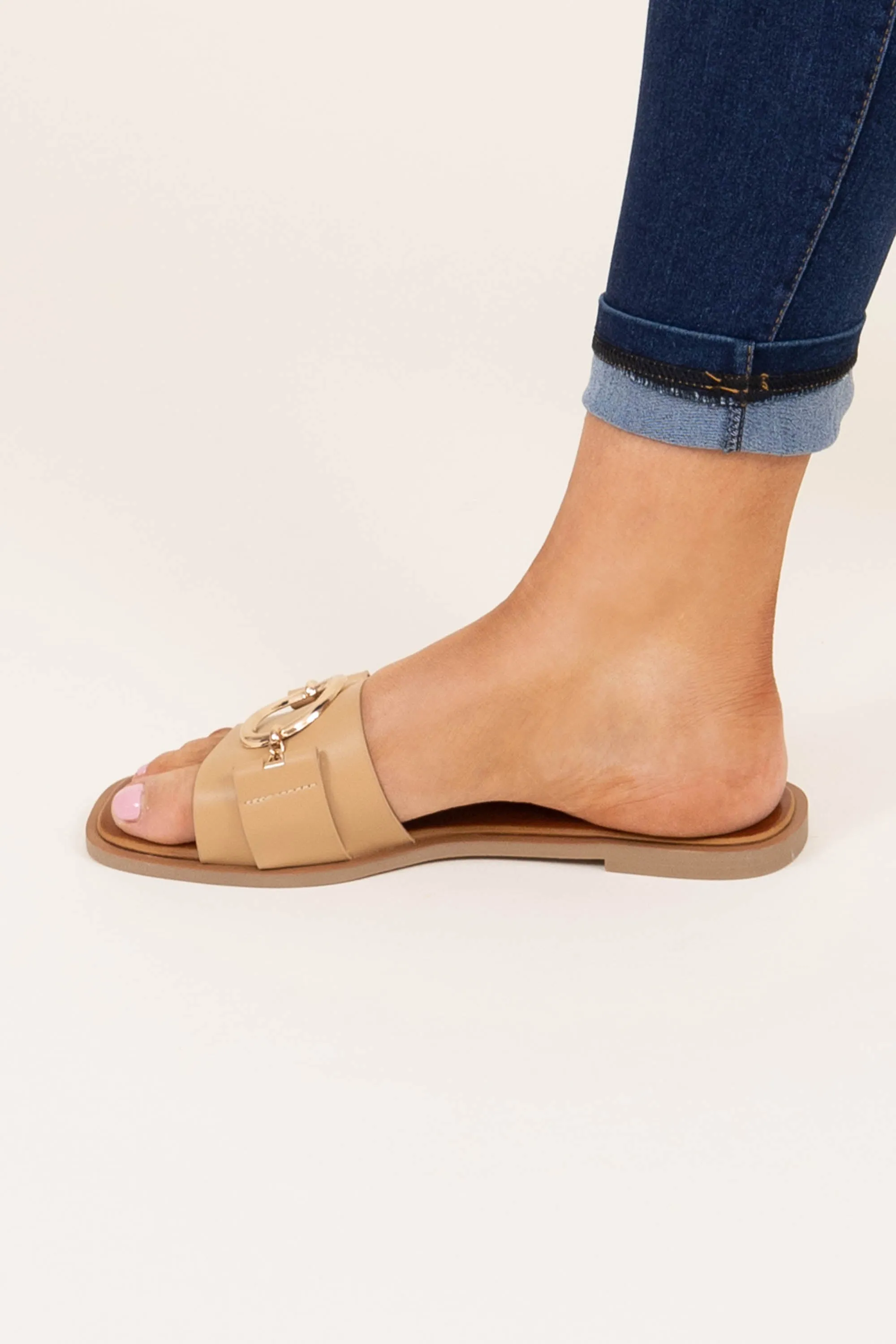 Slide Into Business Sandals, Tan