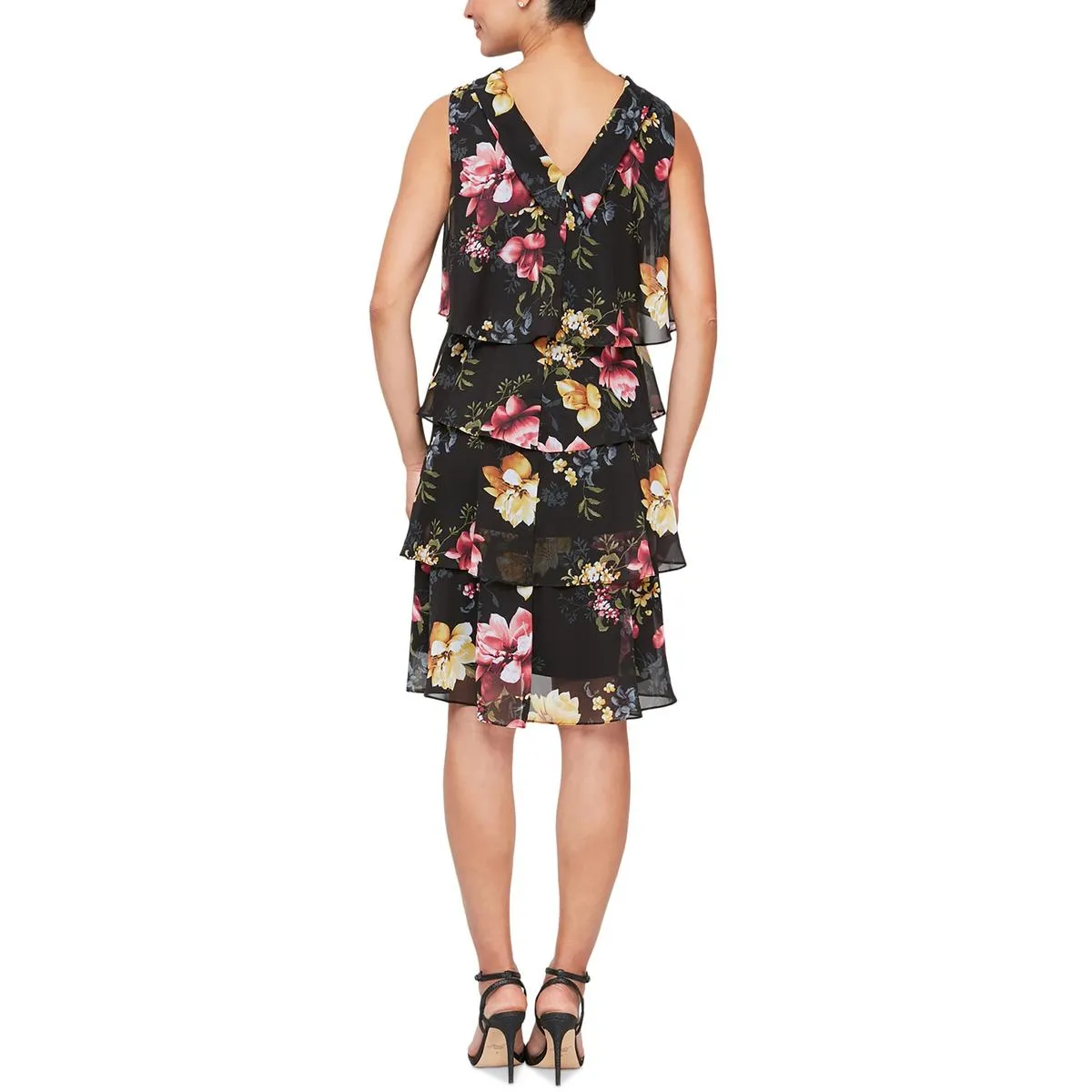 SLNY Womens Floral Knee-Length Fit & Flare Dress