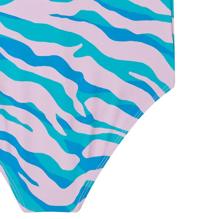 Stella McCartney Child Sport Swimsuit With Zebra Print Multicolour