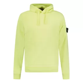 STONE ISLAND BASIC BADGE HOODED SWEATSHIRT LIME GREEN