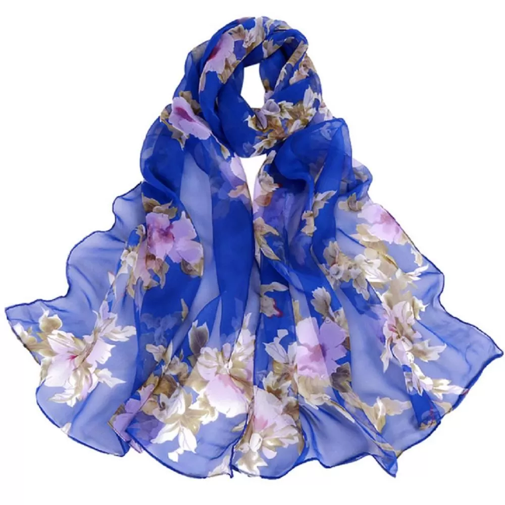 Stylish Peach Blossom Printing Soft Shawl Women's Scarf