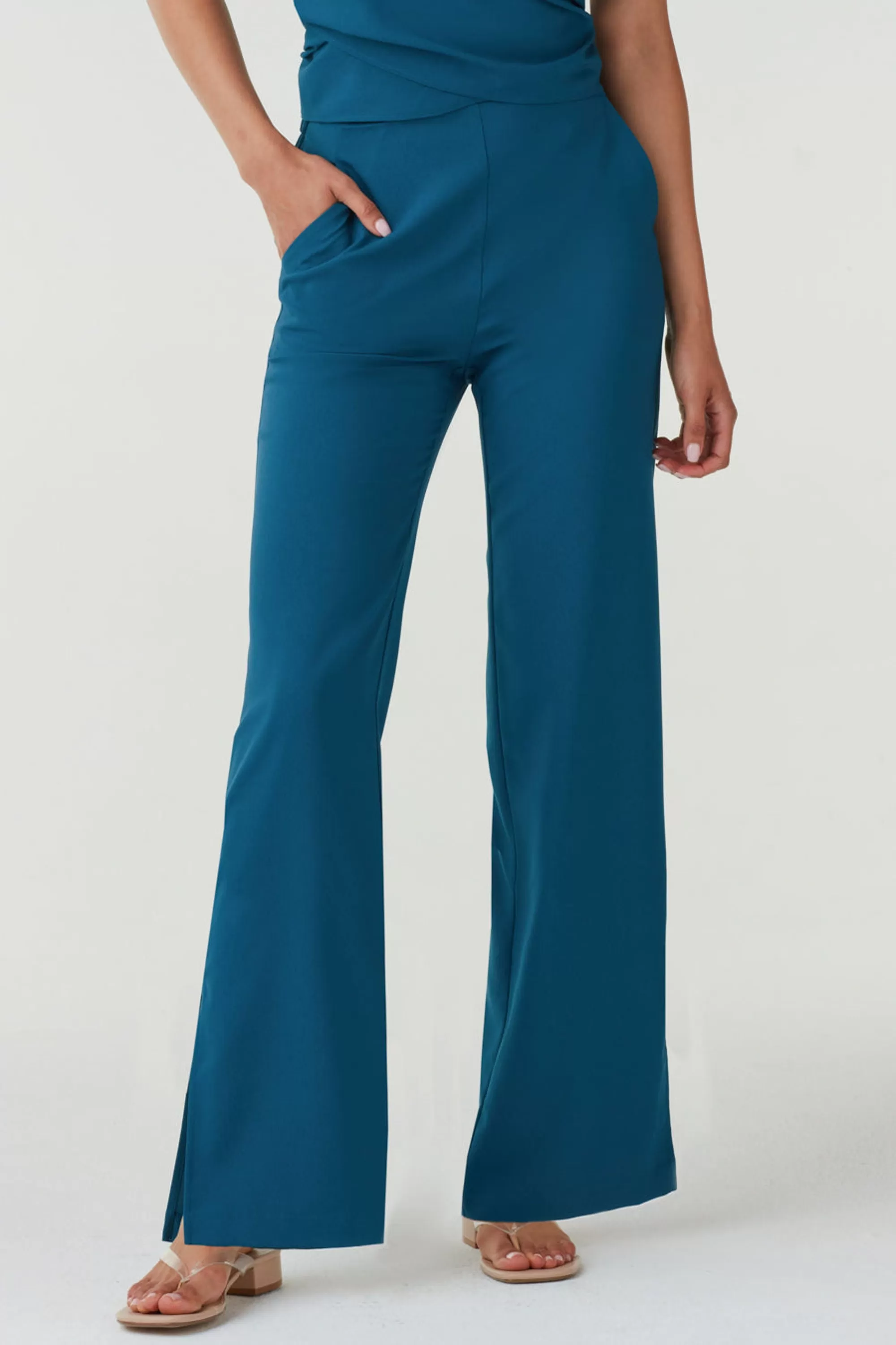 The Side Women's Slit Pant Blue Size Large