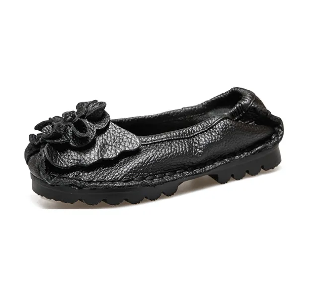 Tiosebon Flower Ethnic Leather Loafers