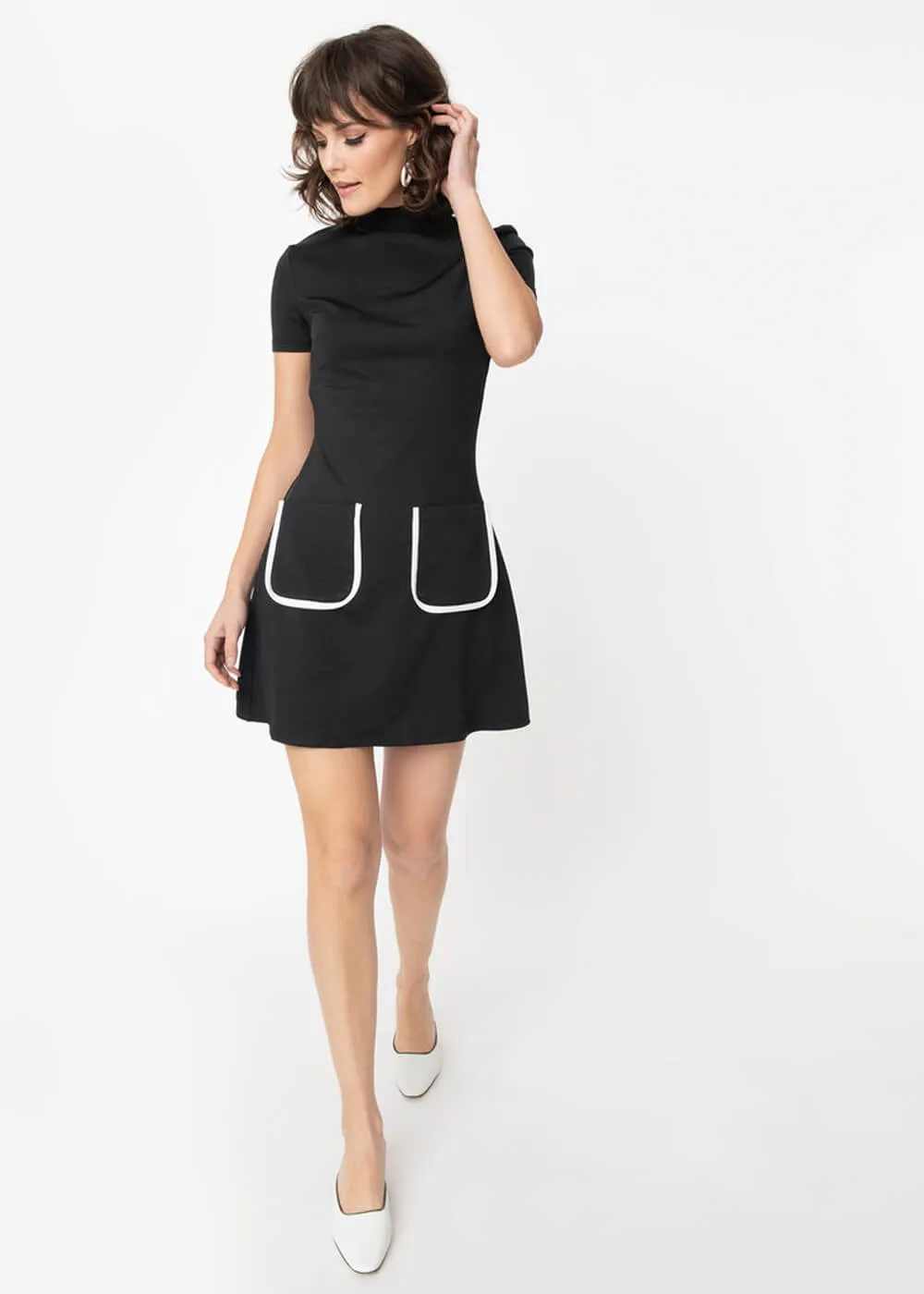 Unique Vintage Smak Parlor Wave Maker 60's Mod Dress Black