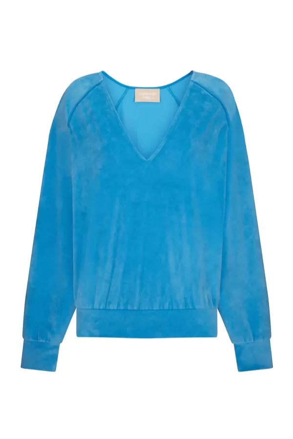 Velour Piping Sweatshirt Dusty Blue