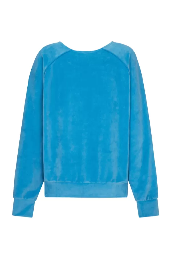 Velour Piping Sweatshirt Dusty Blue