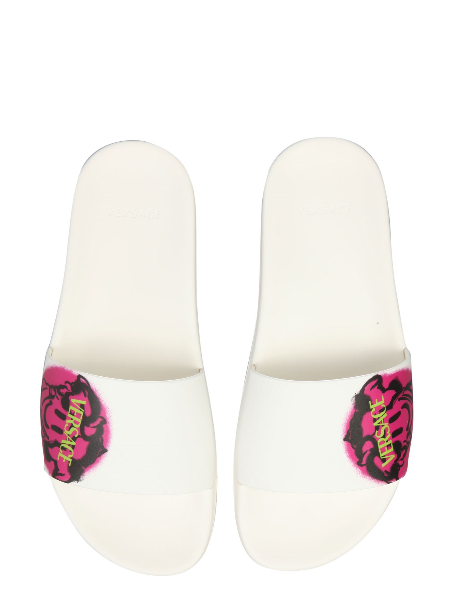 VERSACE    MEDUSA SMILEY RUBBER SLIDE SANDALS