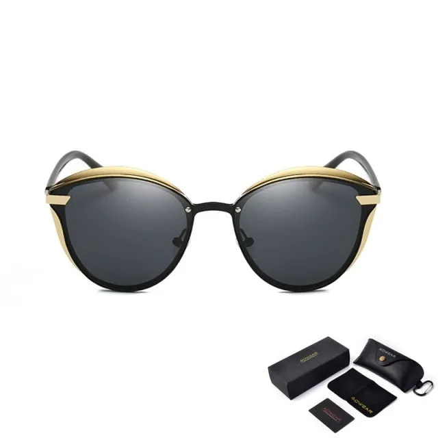 Vintage Luxury Polarized Mirror Cateye Sunglasses for Fashionable Ladies