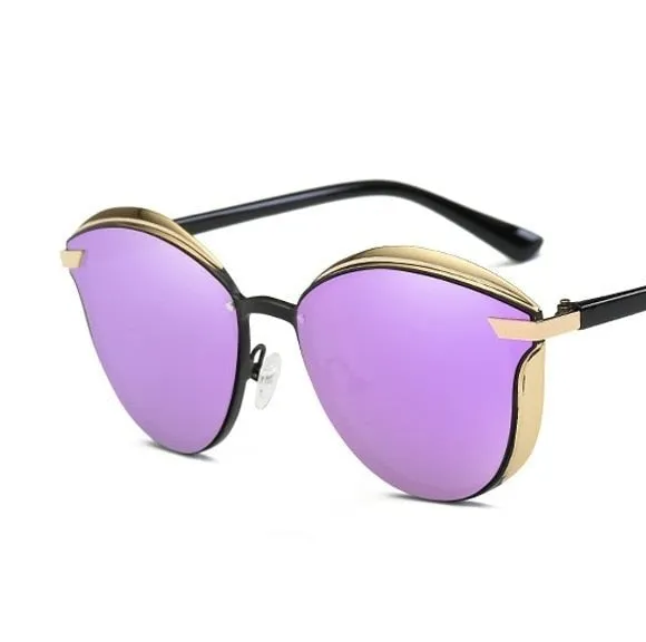 Vintage Luxury Polarized Mirror Cateye Sunglasses for Fashionable Ladies