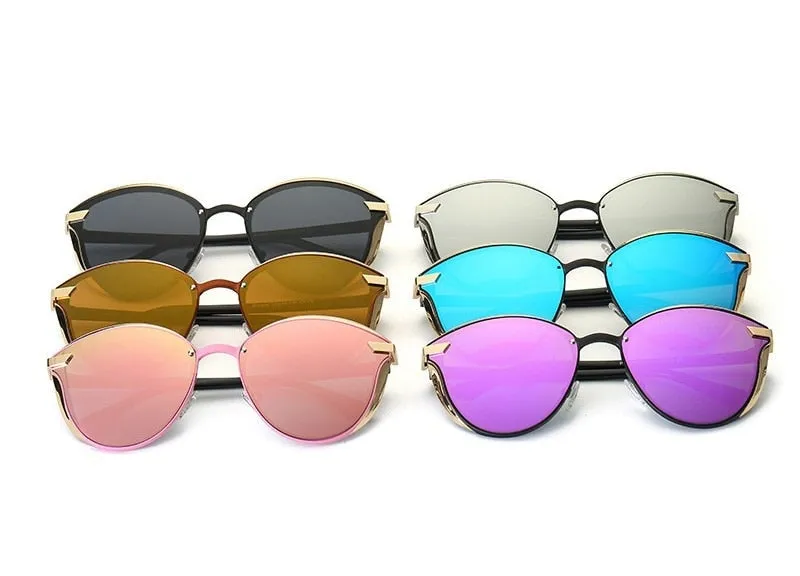 Vintage Luxury Polarized Mirror Cateye Sunglasses for Fashionable Ladies