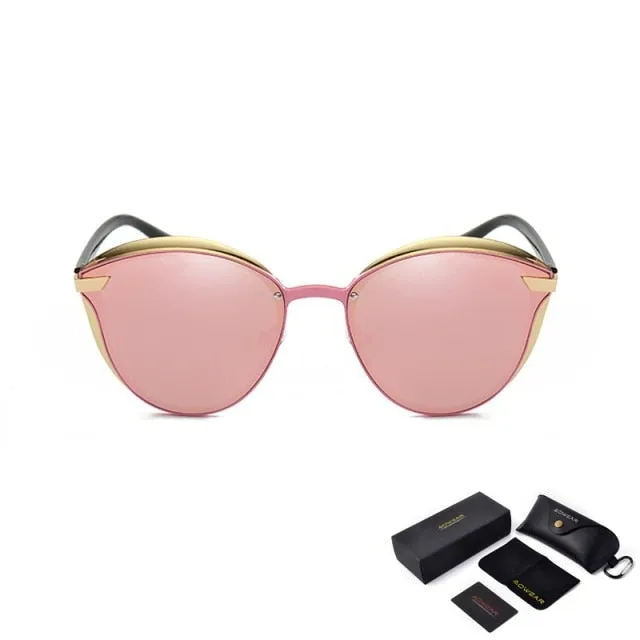 Vintage Luxury Polarized Mirror Cateye Sunglasses for Fashionable Ladies