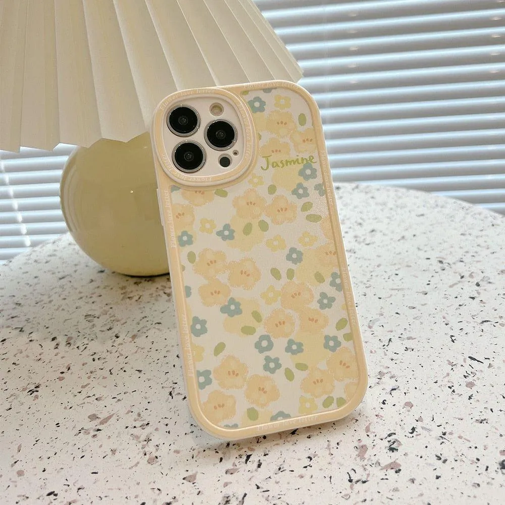 Vintage Sweet Yellow Flowers Phone Cases for iPhone 14, 13, 11, 12, Pro Max, 14 Plus, XR, XS Max, 8 Plus